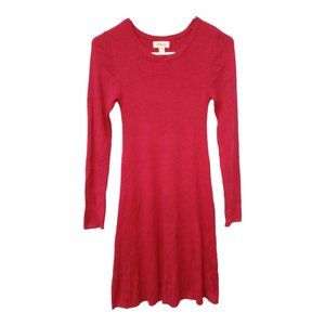 NEW Style & Co Womens Sweater Dress Red Scoop Neck Ribbed PS Size